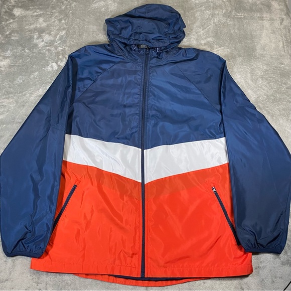 Russell Men’s Windbreaker Jacket XL Water Repel Secure Pocket Red White Blue NWT - Picture 12 of 14